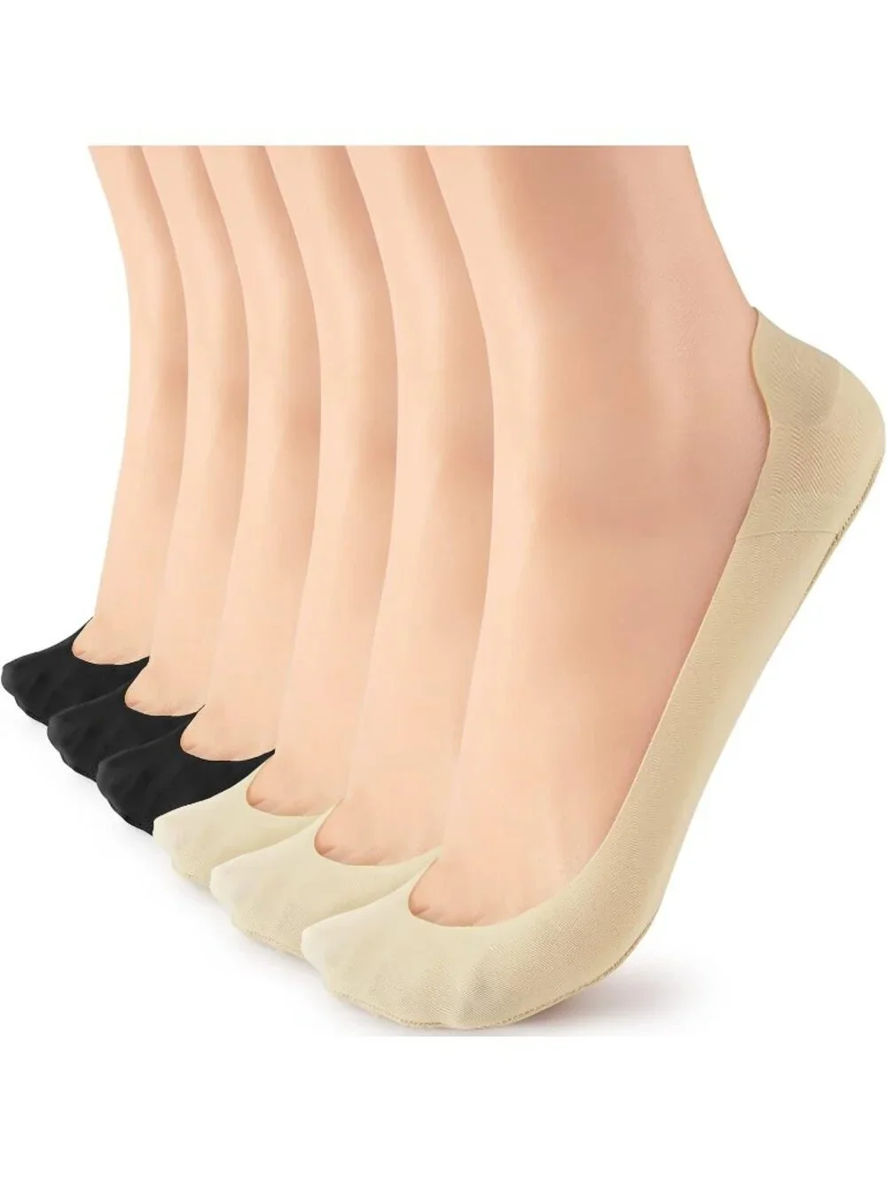 🧦Women's Nude Black No Show Socks Liner Ultra Low Cut Non Slip Socks for Flats